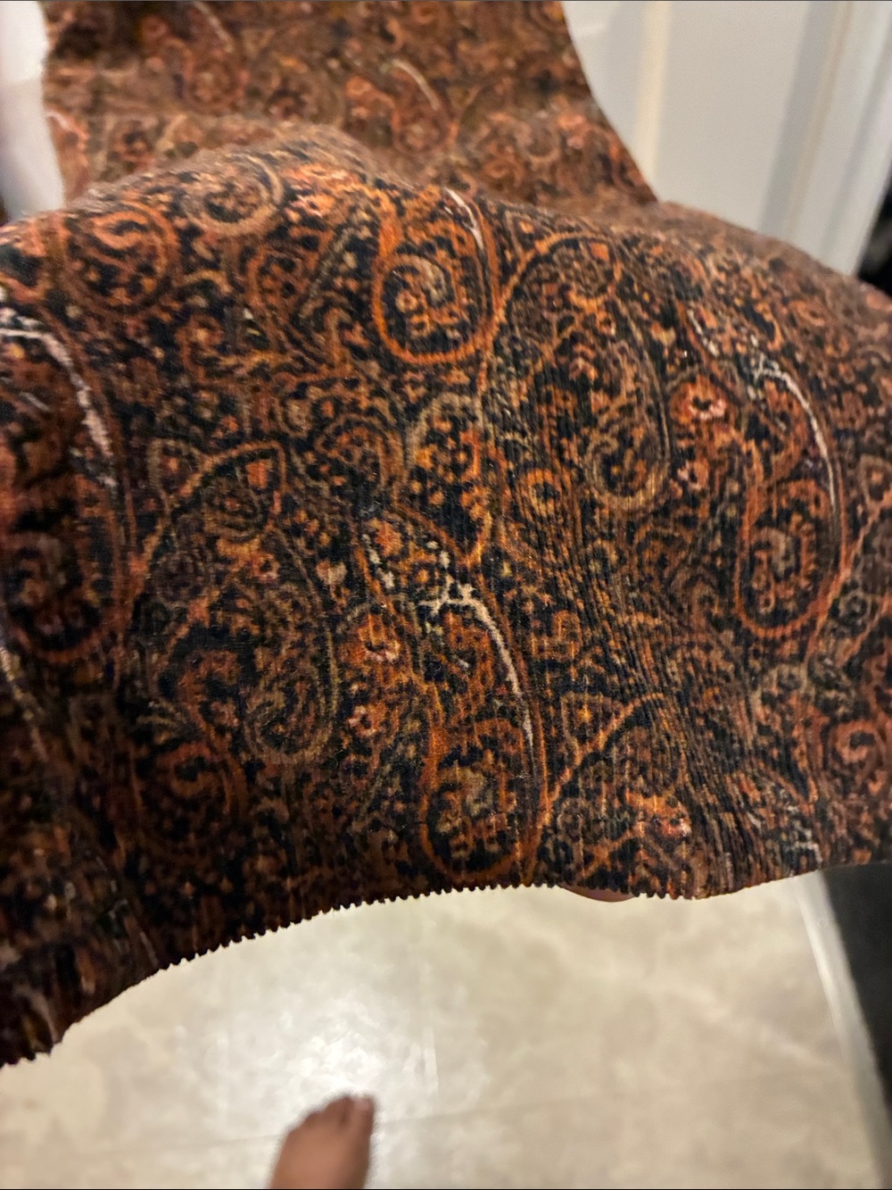 Jones New York Vintage Paisley Print Brown Velvet/corduroy Pants-women’s - Picture 8 of 9